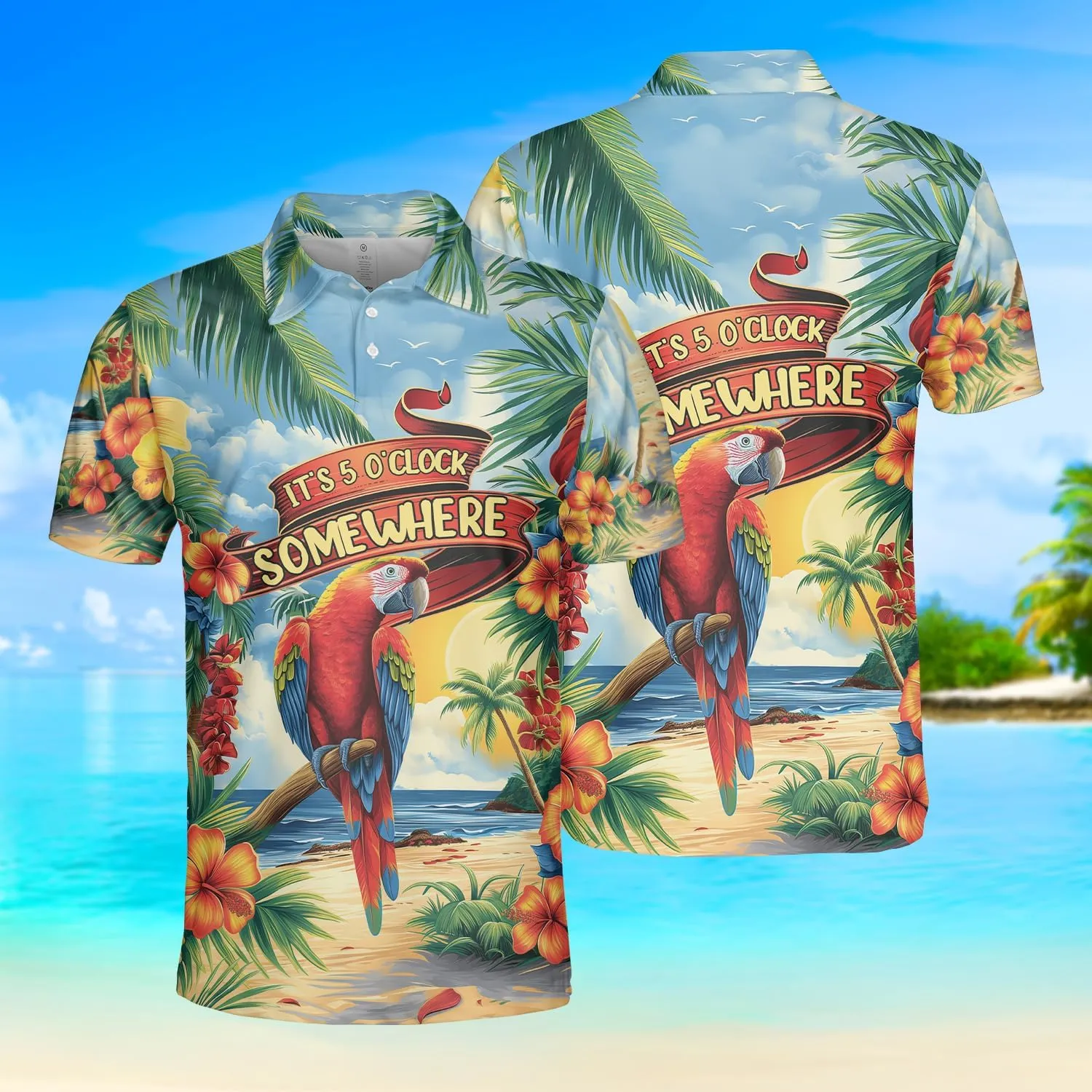 Parrot Golf Shirt Men Funny Golf Polos for Men Dry Fit Funny - Birds Golf Polo Shirts Hawaiian Polo Golf Outfits (MP_PL_9)