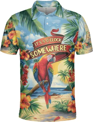 Parrot Golf Shirt Men Funny Golf Polos for Men Dry Fit Funny - Birds Golf Polo Shirts Hawaiian Polo Golf Outfits (MP_PL_9)