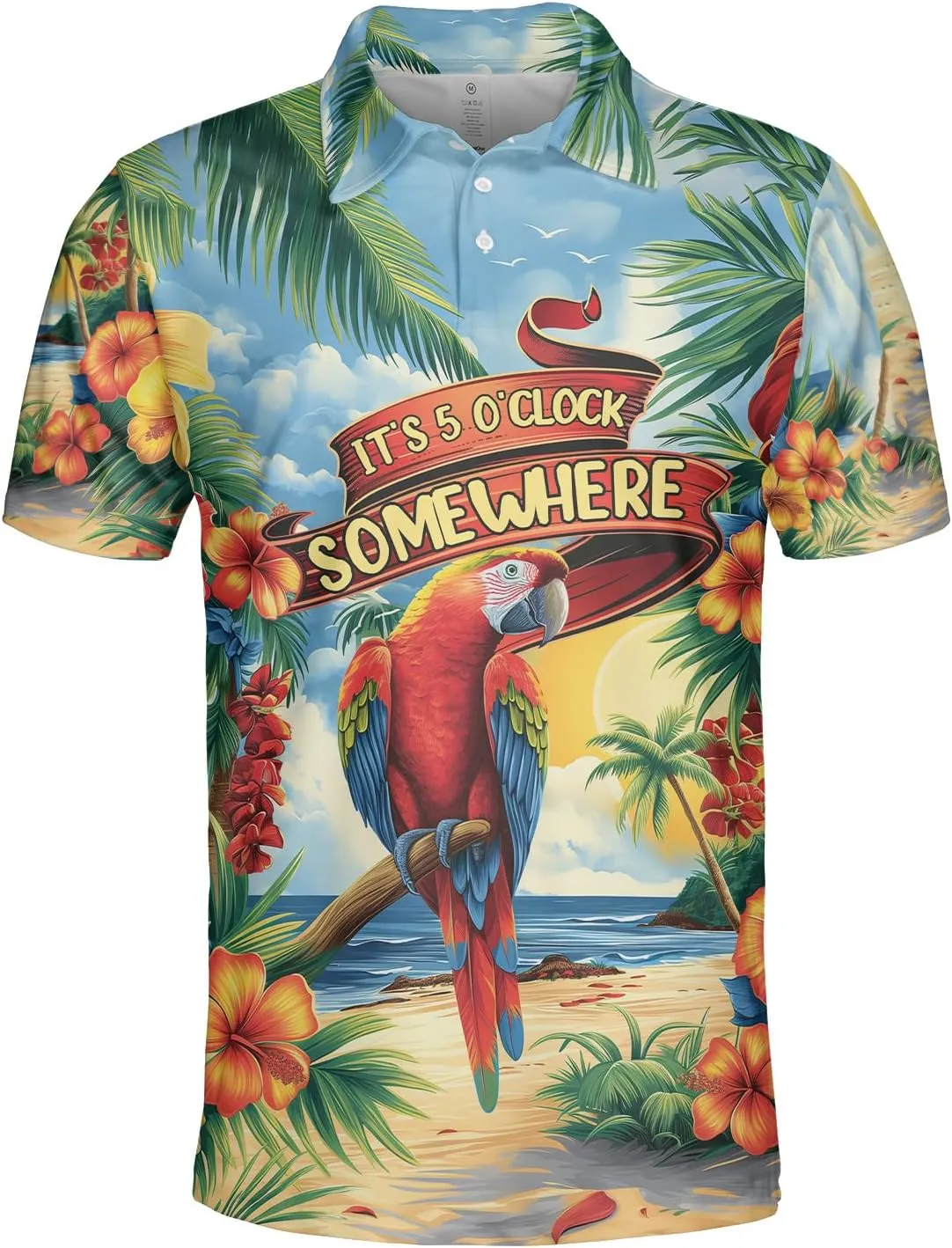 Parrot Golf Shirt Men Funny Golf Polos for Men Dry Fit Funny - Birds Golf Polo Shirts Hawaiian Polo Golf Outfits (MP_PL_9)