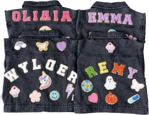 Personalized Patch Denim Jacket, Custom Girl Boy Birthday Gift, Kids Customized Name Outfits Gift for Christmas