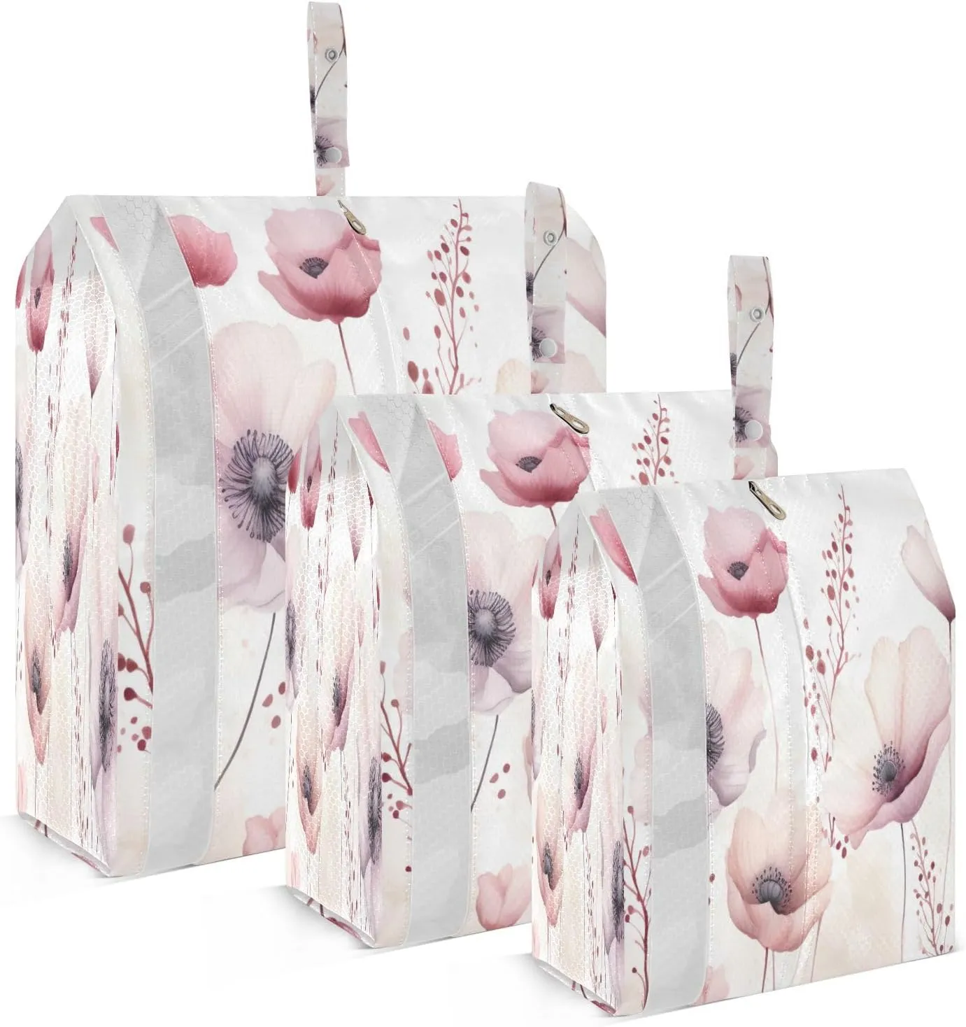 Pink Poppy Flower Packing Cubes for Travel 3 Set Expandable Compression Luggage Packing Organizers for Carry on Suitcase Travel Essentials Luggage Organizer Bags Set