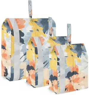 Poppy Floral Colorful Packing Cubes for Suitcases 3 Set Compression Expandable Luggage Packing Organizers for Carry on Suitcase Travel Accessories Luggage Organizer Bags Set