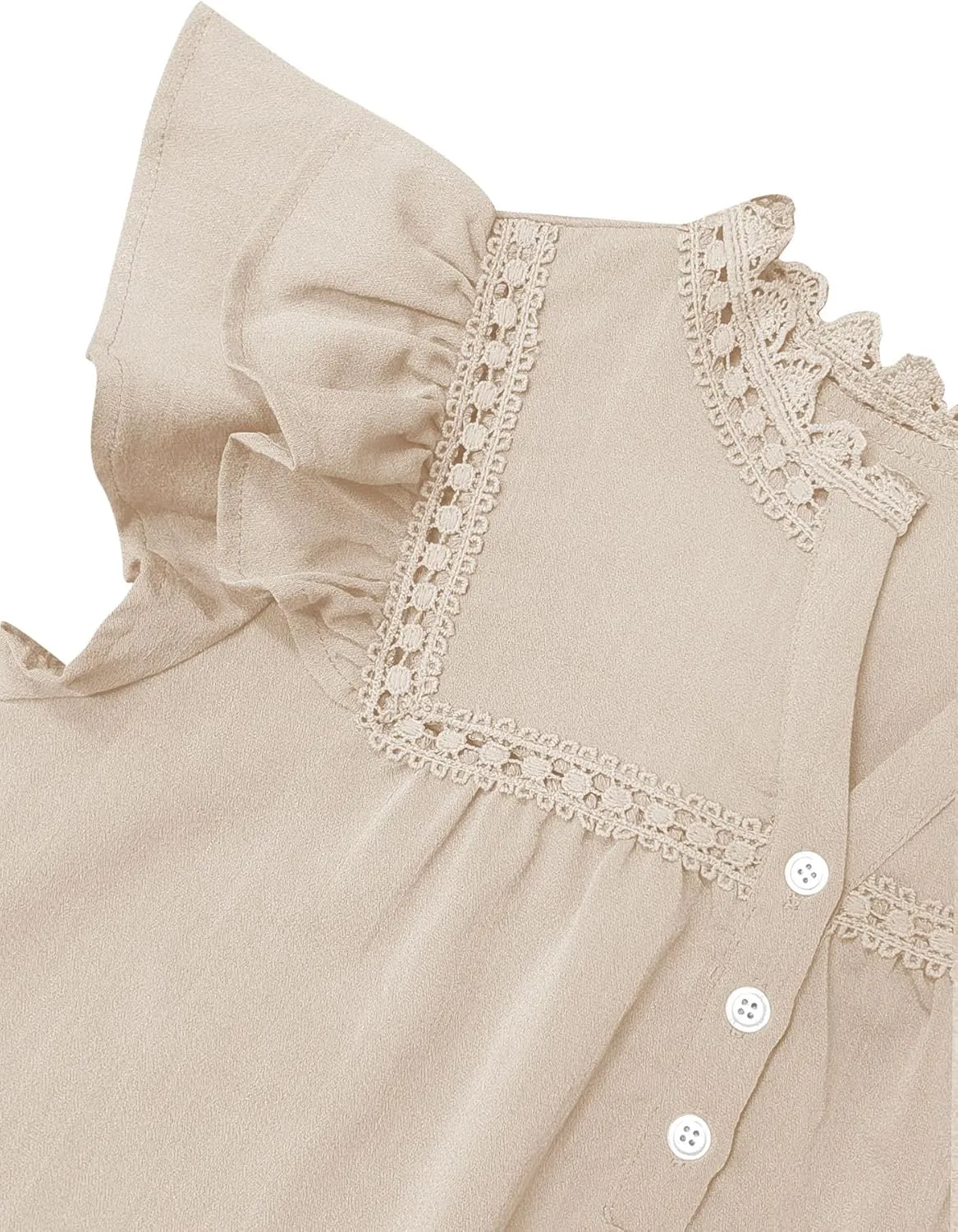PRETTODAY Women's V Neck Lace Crochet Shirts Button Down Short Sleeve Casual Blouse Tops