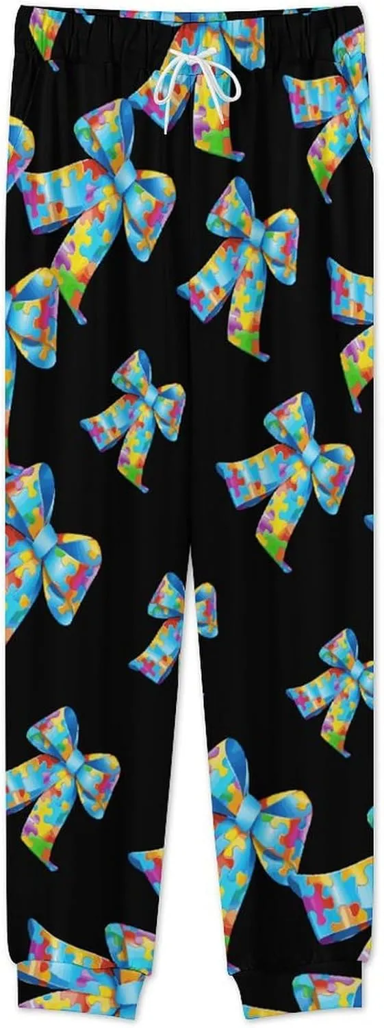 Puzzle Bow Tie Men's Pajamas Sets Round Neck Long Sleeve Shirts And Bottoms 2 Piece Pjs Loungewear
