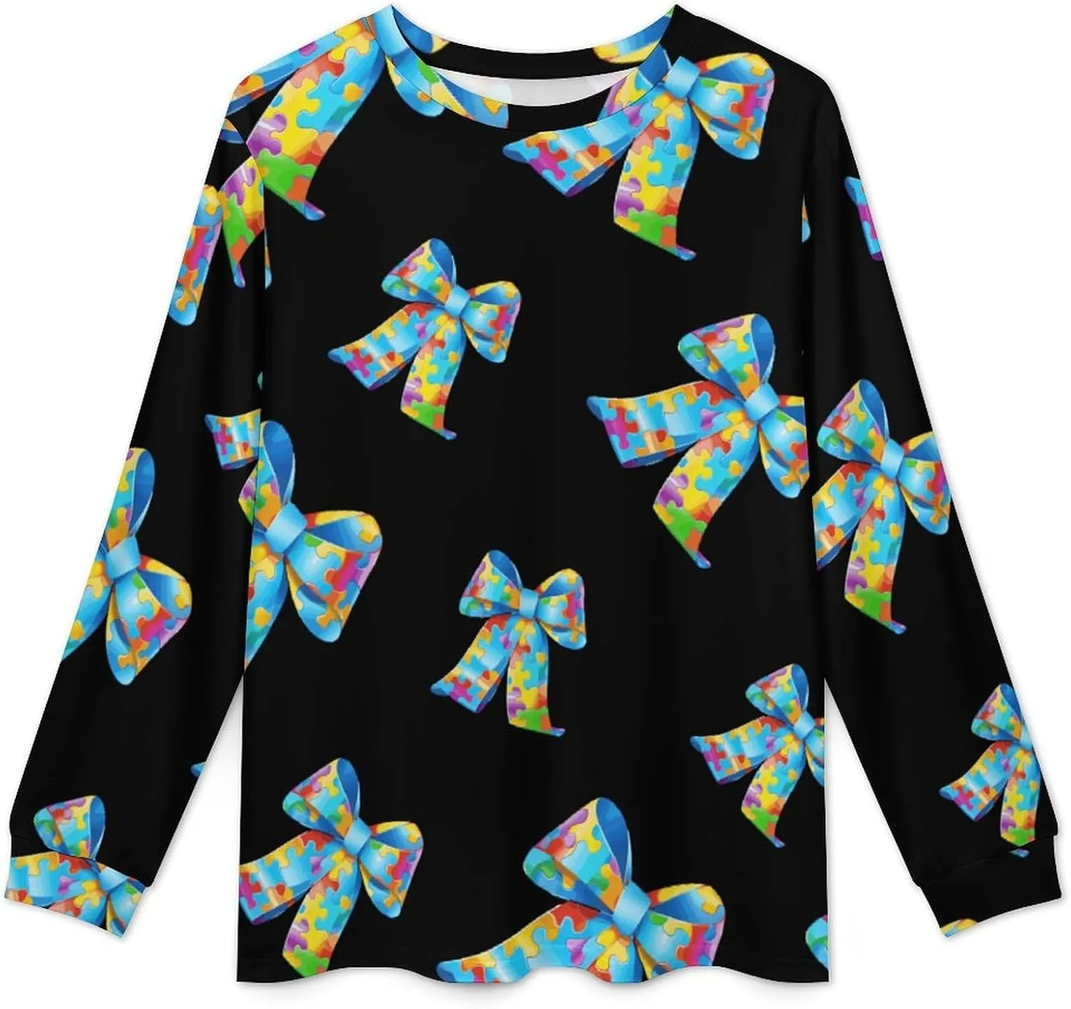 Puzzle Bow Tie Men's Pajamas Sets Round Neck Long Sleeve Shirts And Bottoms 2 Piece Pjs Loungewear