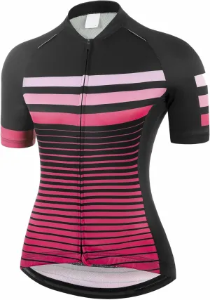 qualidyne Women's Cycling Jersey Short Sleeve with Rear Pockets Full Zipper Bike Shirts Quick Dry Biking Bicycle Jersey