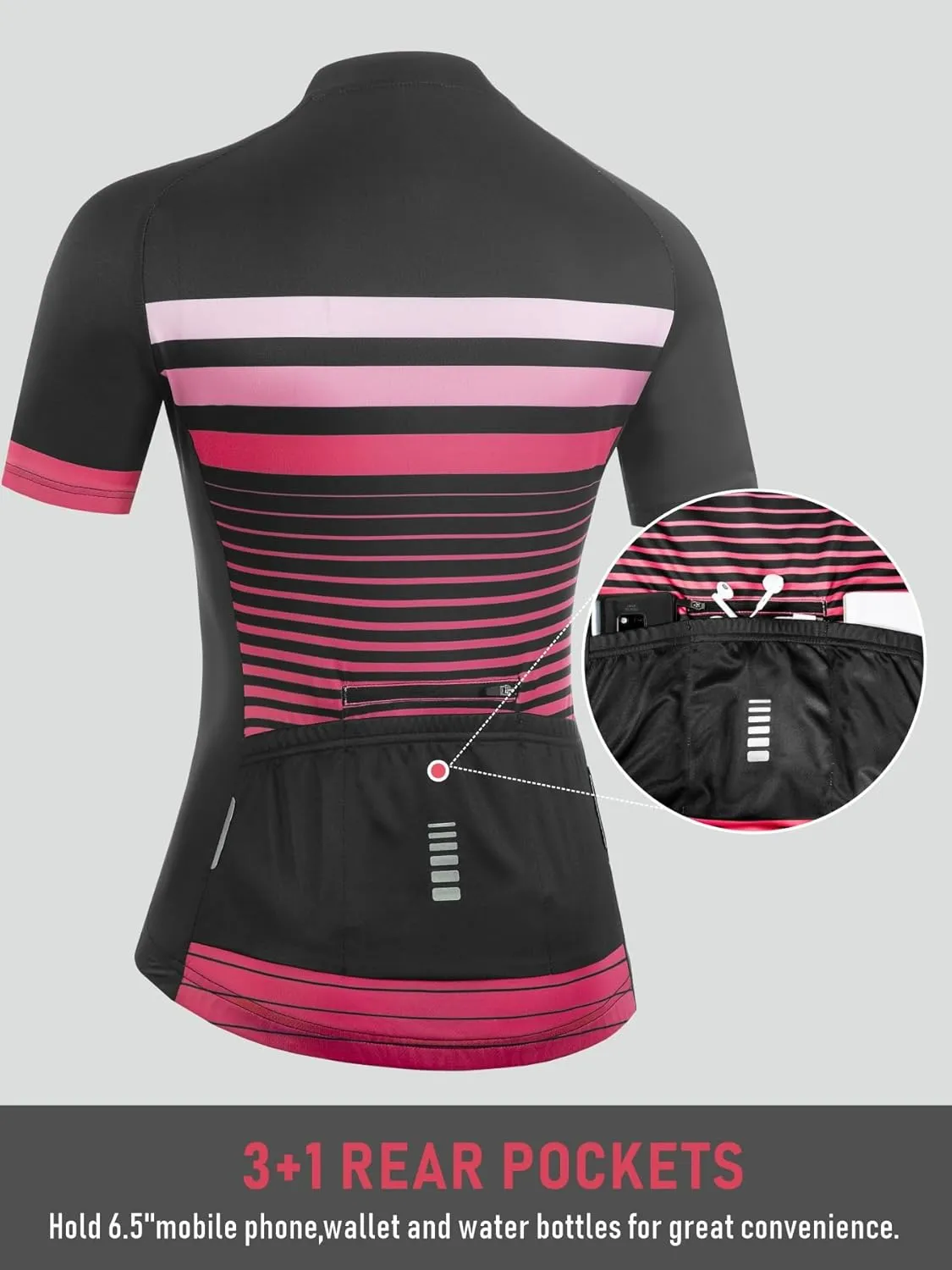 qualidyne Women's Cycling Jersey Short Sleeve with Rear Pockets Full Zipper Bike Shirts Quick Dry Biking Bicycle Jersey