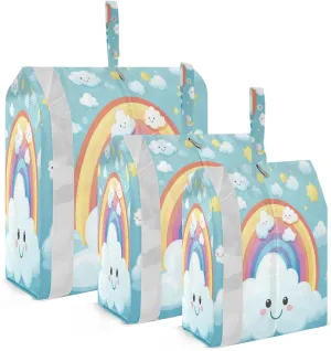 Rainbow Clouds Packing Cubes for Suitcases 3 Set Compression Expandable Luggage Packing Organizers for Carry on Suitcase Travel Accessories Luggage Organizer Bags Set