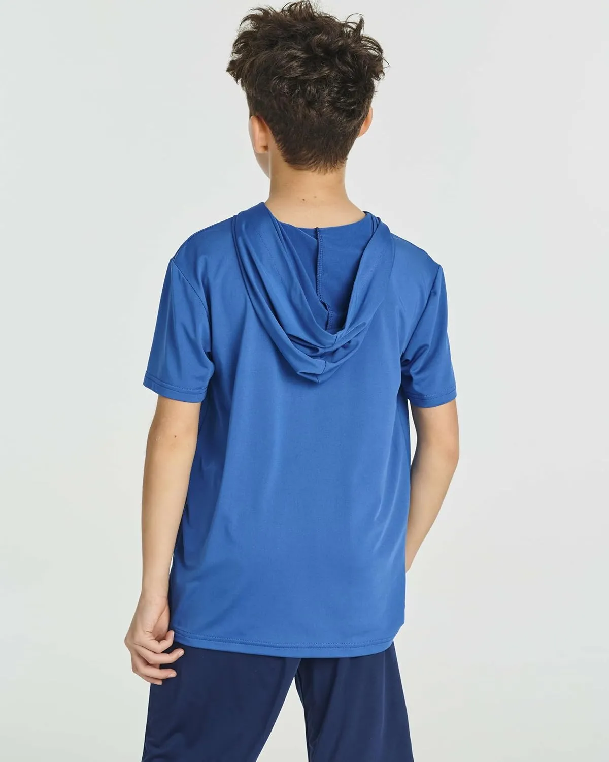 Real Essentials 3 Pack: Boys Dry-Fit Youth Teen Active Athletic Short Sleeve Workout Hoodie - Hooded Pullover Shirts
