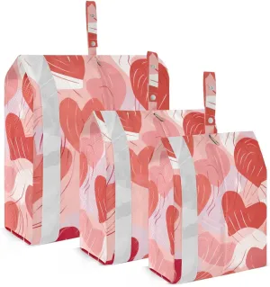 Red Hearts Valentine's Day Packing Cubes for Travel 3 Set Compression Expandable Luggage Packing Organizers for Carry on Suitcase Travel Essentials Luggage Organizer Bags Set