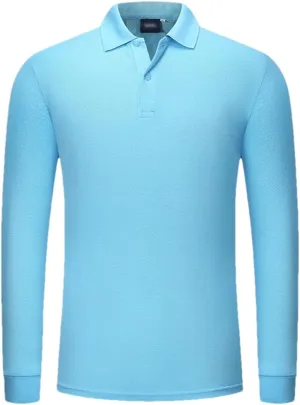 Rfmfkkg Mens Poloshirt Long Sleeves Shirt Casual T-Shirt Button Quick Dry Sports Shirts