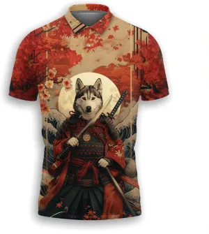 Samurai Golf Shirt Men Funny Golf Polos for Men Dry Fit- Warrior Golf Polo Shirts Hawaiian Polo Golf Outfits (MP_PL_21)