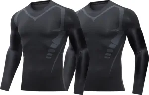 sandbank Men's Compression Shirts Long Sleeve Athletic Workout Base Layer Top Multi Packs