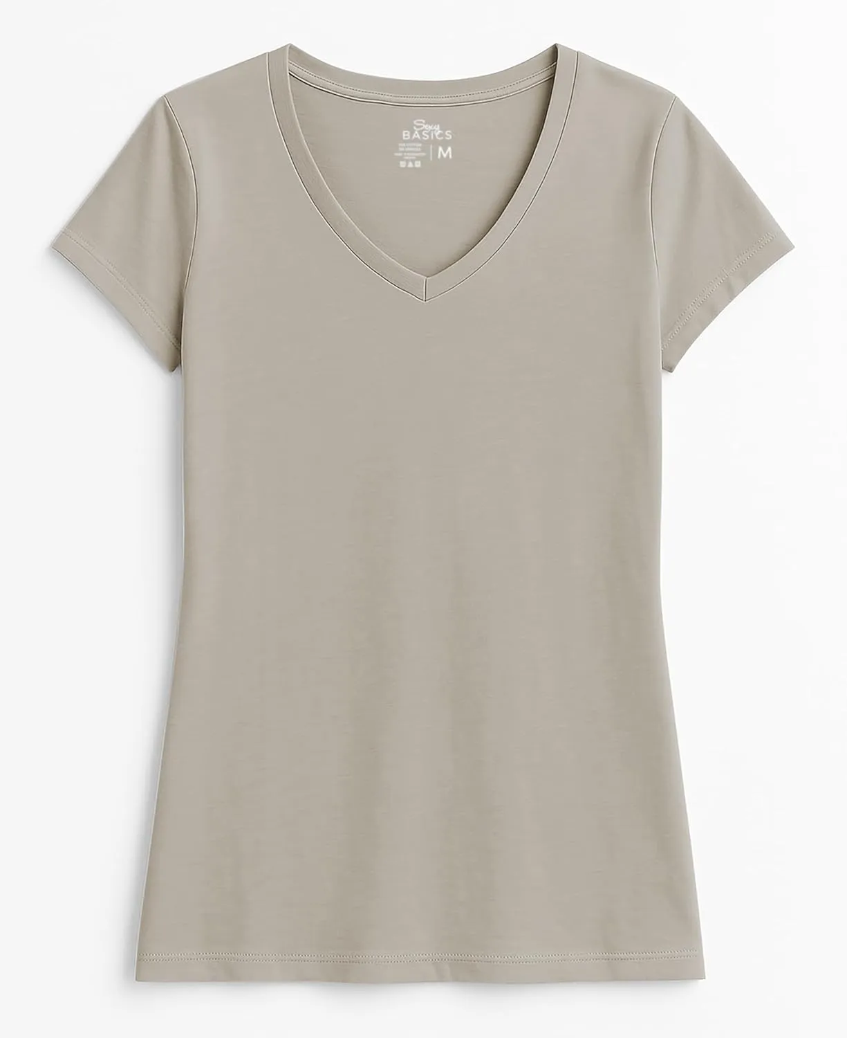 Sexy Basics Women's 5 & 10 Pack Casual & Active Cotton Stretch V Neck Short Sleeve Shirts