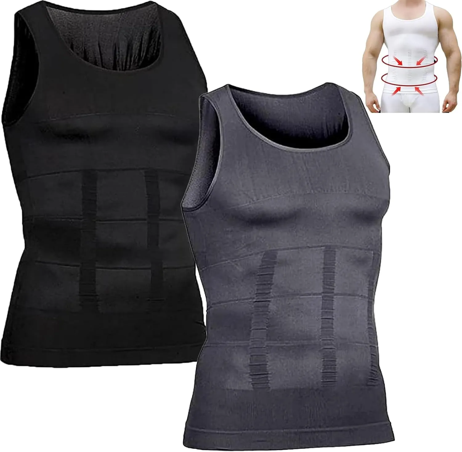 Shaperluv Tank 2.0 Mens, Mens Compression Tank, Mens Tummy Control Shapewear, Tight Undershirt for Men