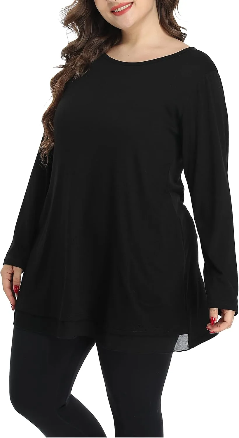 Shiaili Heather Plus Size Tunic Tops for Women Long Flowy Shirts for Leggings