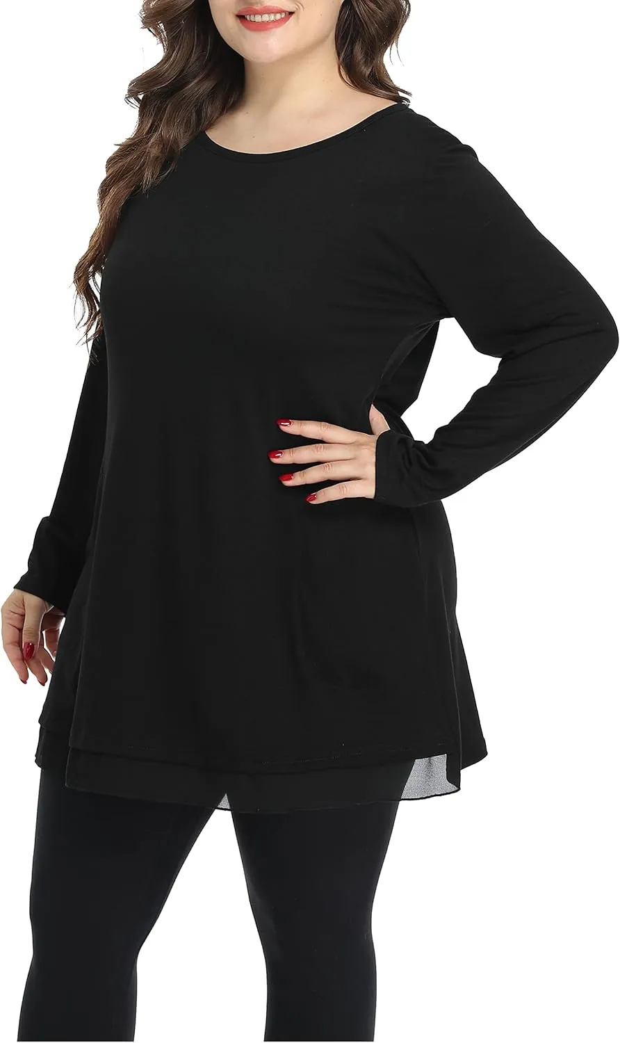 Shiaili Heather Plus Size Tunic Tops for Women Long Flowy Shirts for Leggings