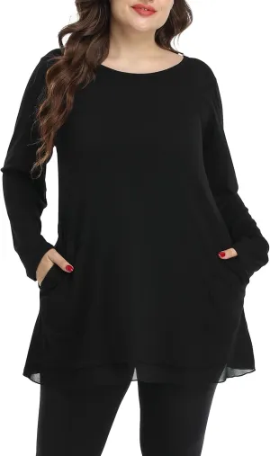 Shiaili Heather Plus Size Tunic Tops for Women Long Flowy Shirts for Leggings
