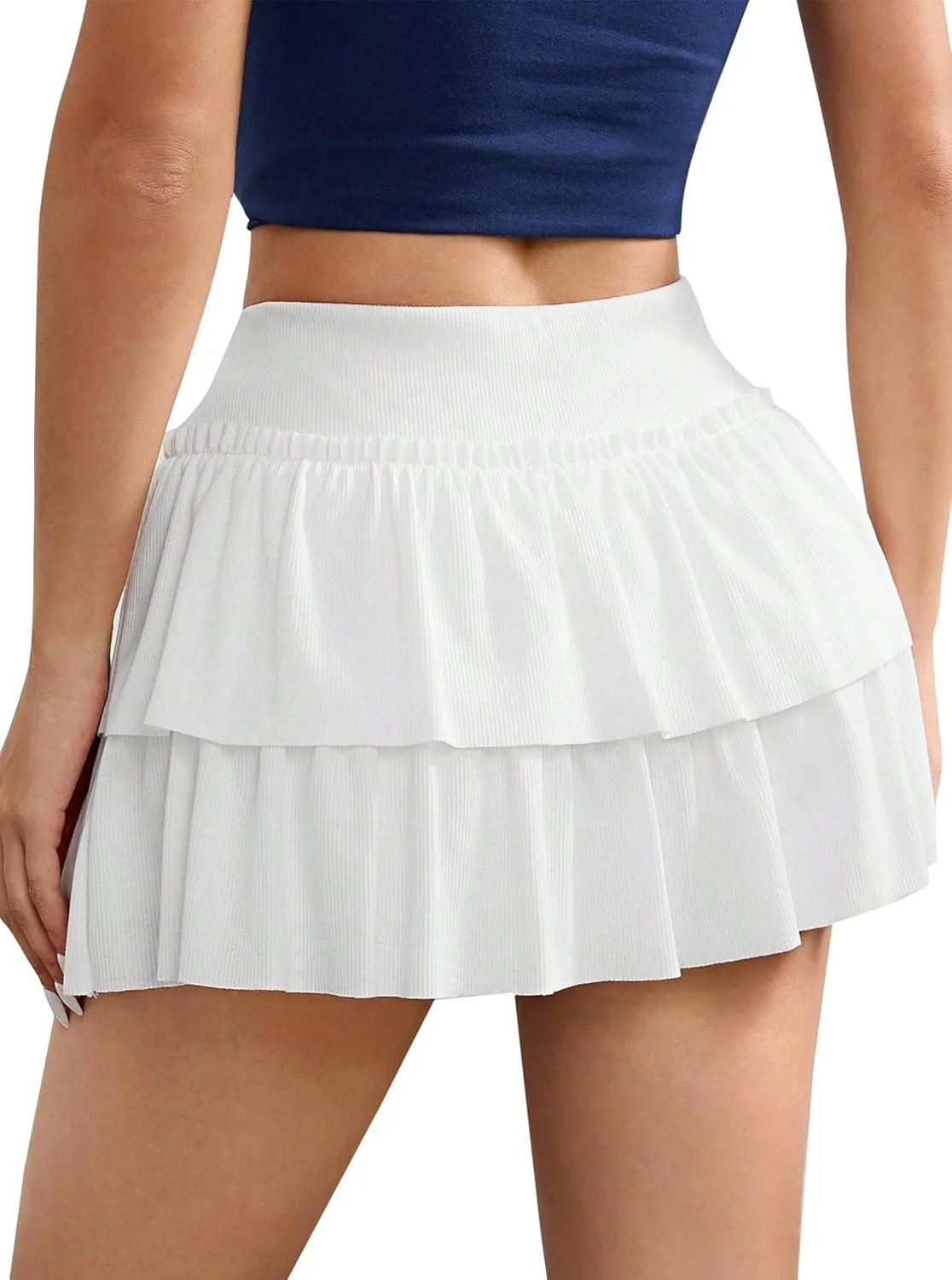 SOFIA'S CHOICE Women's Ruffle Layered Mini Skirt A Line Flowy Tiered Skort Skirts