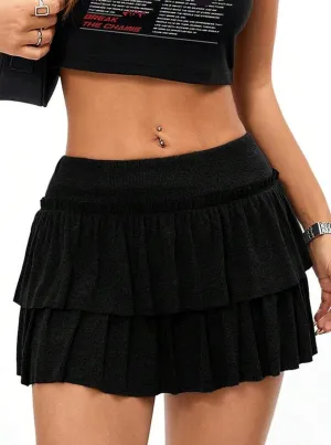 SOFIA'S CHOICE Women's Ruffle Layered Mini Skirt A Line Flowy Tiered Skort Skirts