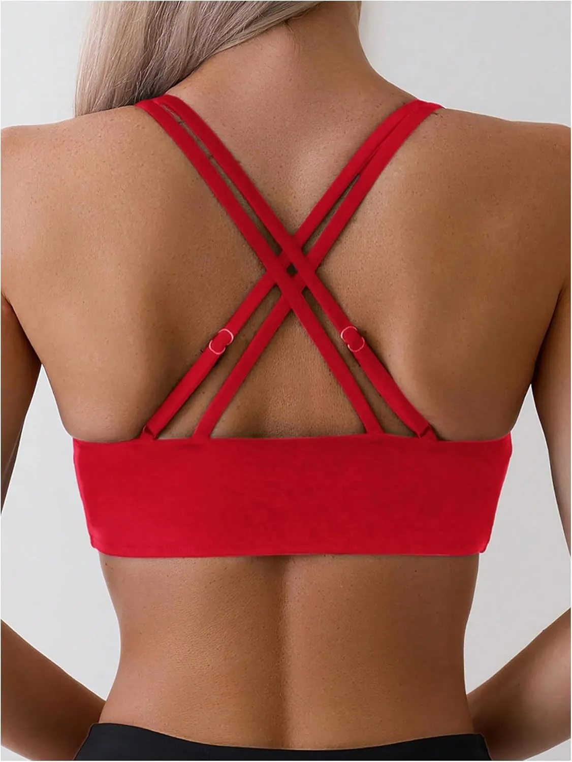 SOLY HUX Women's Bikini Tops V Neck Criss Cross Back Spaghetti Strap Padded Bathing Suit Swim Top Only