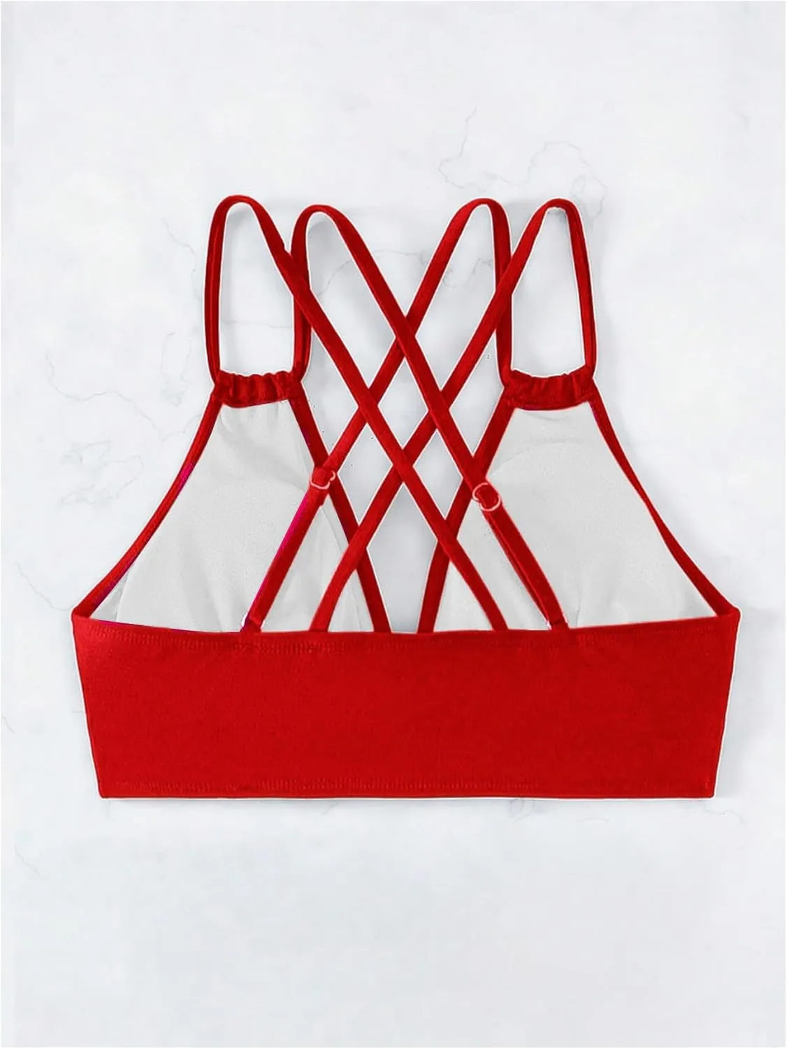 SOLY HUX Women's Bikini Tops V Neck Criss Cross Back Spaghetti Strap Padded Bathing Suit Swim Top Only