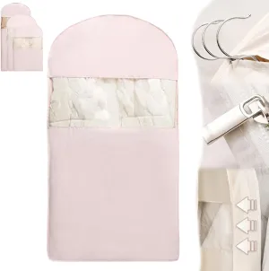 Space Saving Hanging Garment Bag with Self Compression Zipper, Garment Bags for Hanging Clothes Travel, Space Saver Dust Cover Closet Organizers (Pink, M)