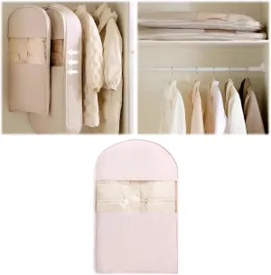 Space Saving Hanging Garment Bag with Self Compression Zipper,Space Hanging Garment Bags for Closet Storage,Water Prevention (Pink, S)