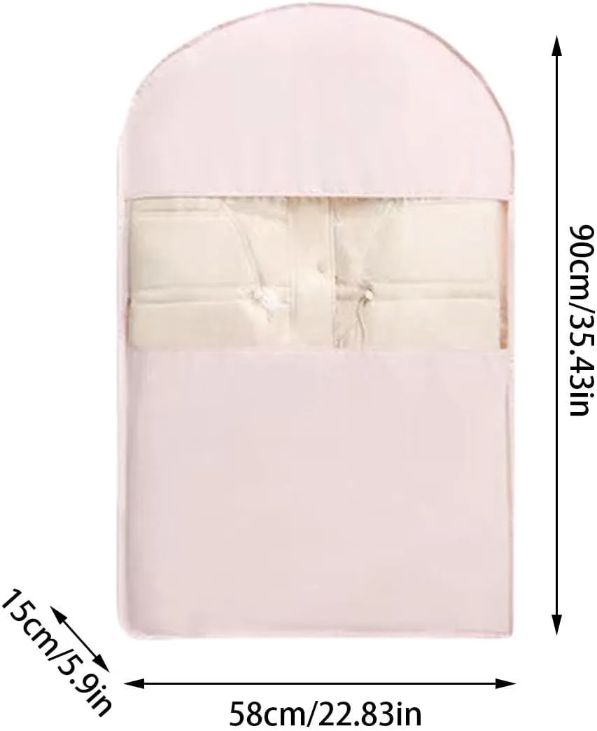 Space Saving Hanging Garment Bag with Self Compression Zipper,Space Hanging Garment Bags for Closet Storage,Water Prevention (Pink, S)