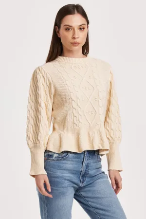 Stefania Vintage Cable Knit Peplum Sweater