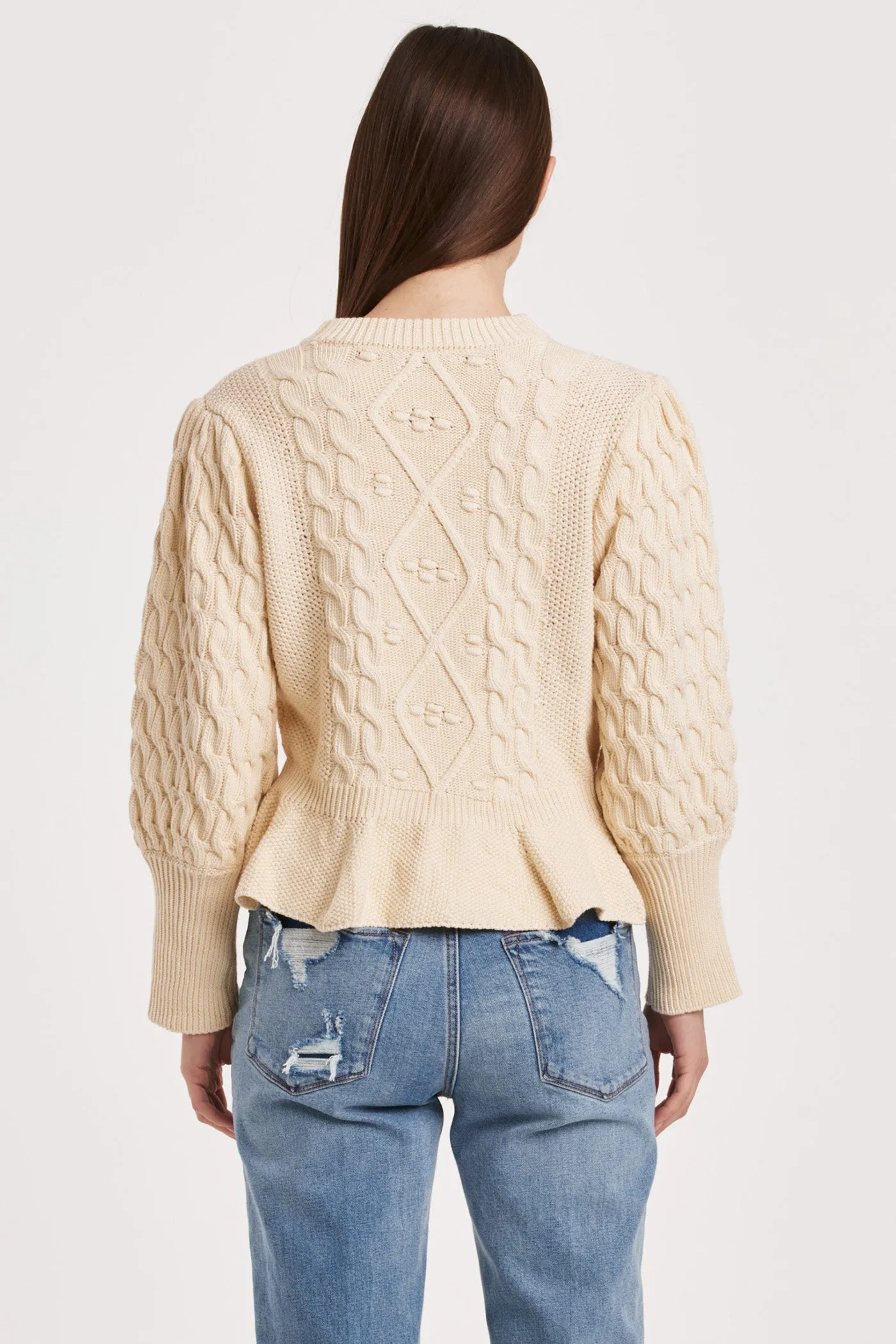 Stefania Vintage Cable Knit Peplum Sweater