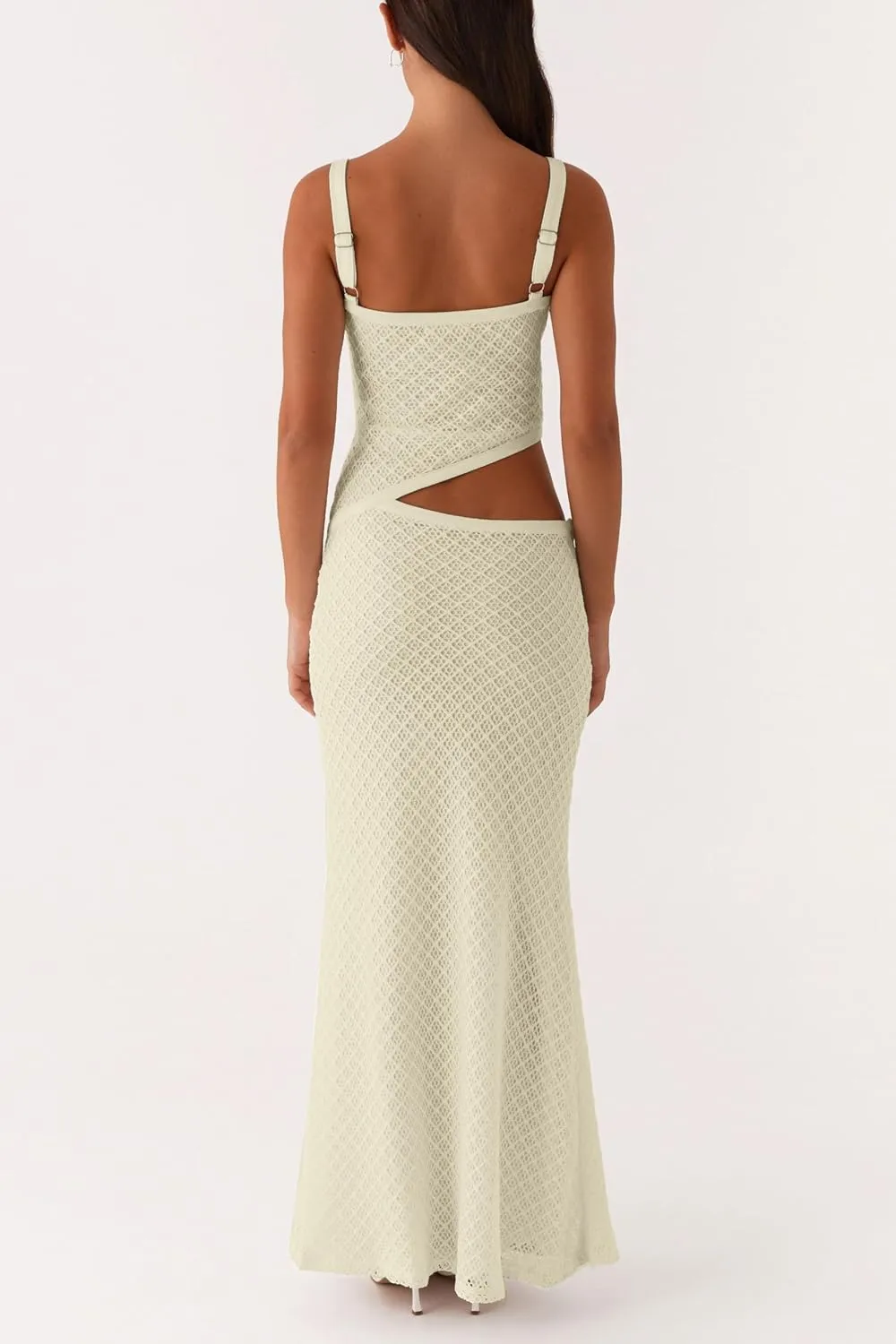 Summer Cut Out Long Dresses for Women Spaghetti Strap Bodycon Maxi Dress Backless V Neck Sleeveless Beach Sundresses