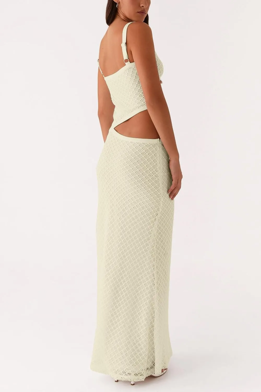 Summer Cut Out Long Dresses for Women Spaghetti Strap Bodycon Maxi Dress Backless V Neck Sleeveless Beach Sundresses