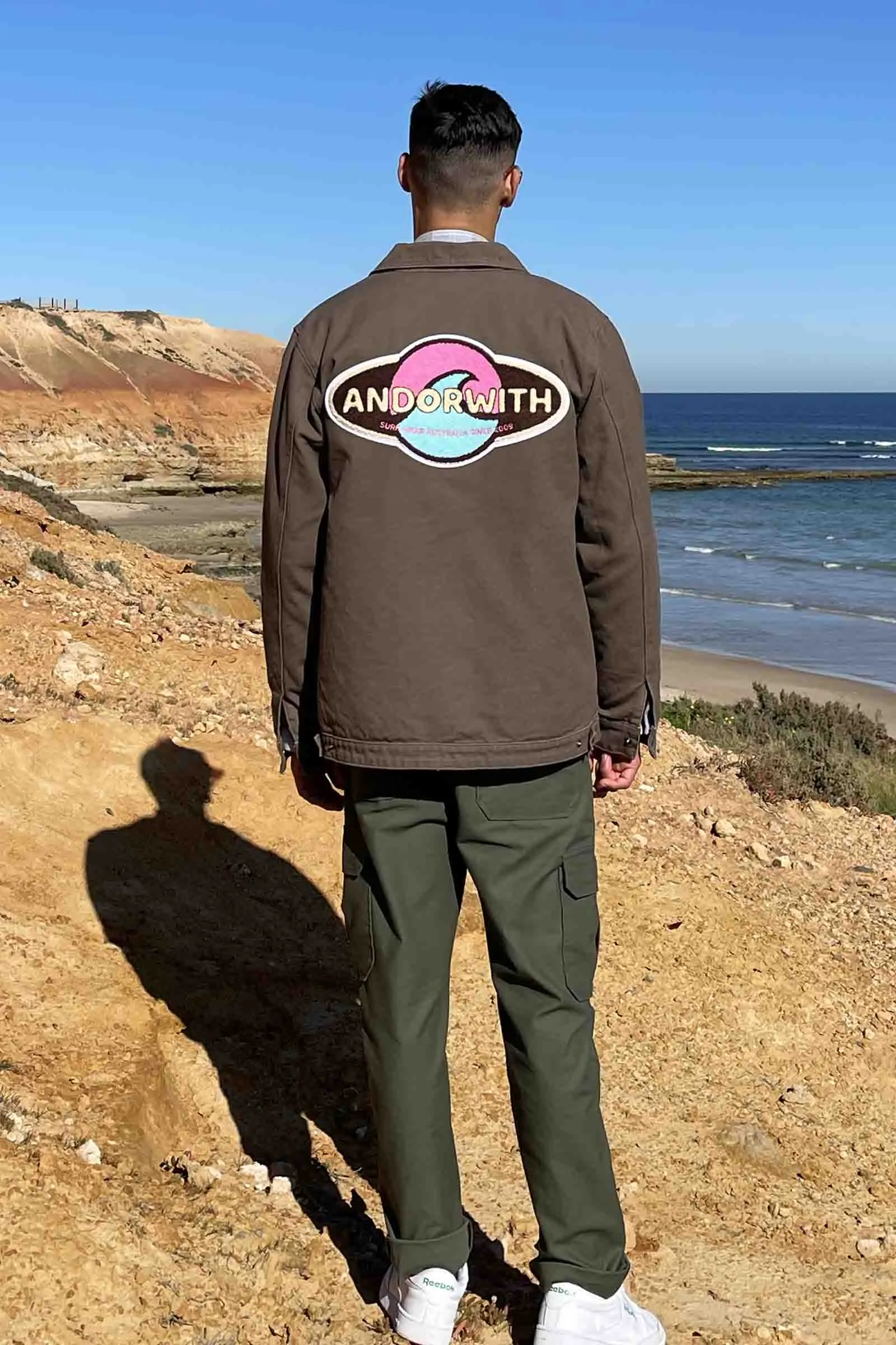 Sunset Waves Quilted Workwear Jacket Brown