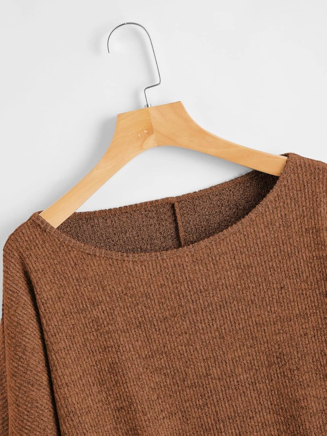 SweatyRocks Women's Casual Crewneck Raglan Long Sleeve Ribbed Knit Crop Top Cropped Sweater