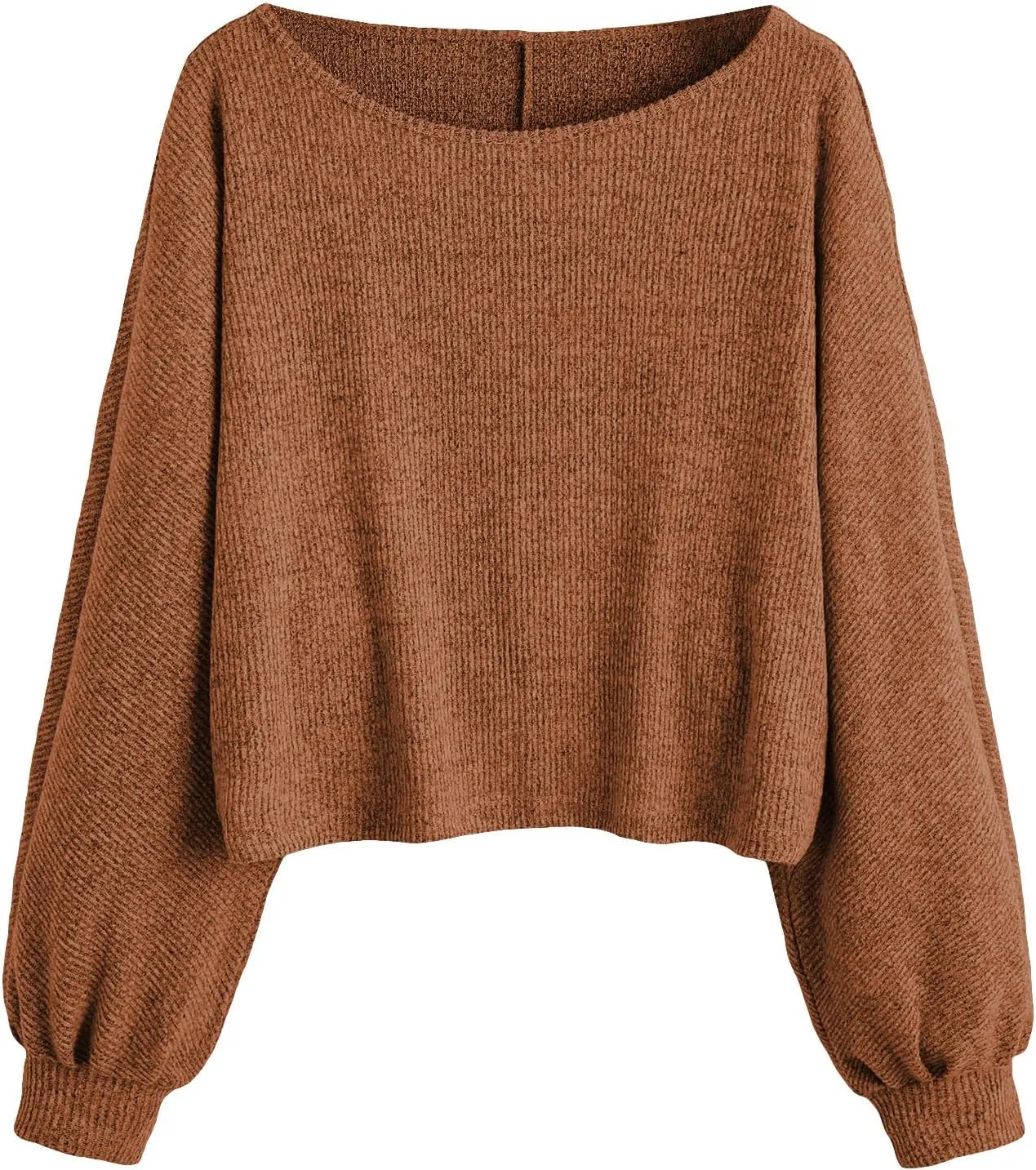 SweatyRocks Women's Casual Crewneck Raglan Long Sleeve Ribbed Knit Crop Top Cropped Sweater