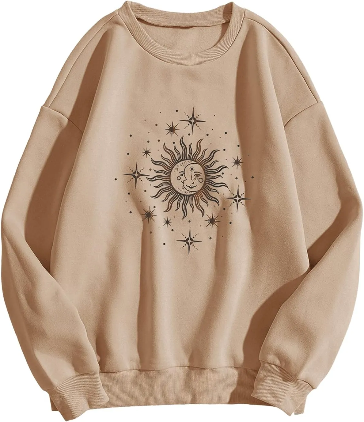 SweatyRocks Women's Casual Long Sleeve Sweatshirt Round Neck Pullover Tops