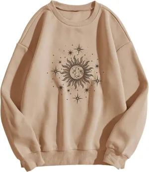 SweatyRocks Women's Casual Long Sleeve Sweatshirt Round Neck Pullover Tops