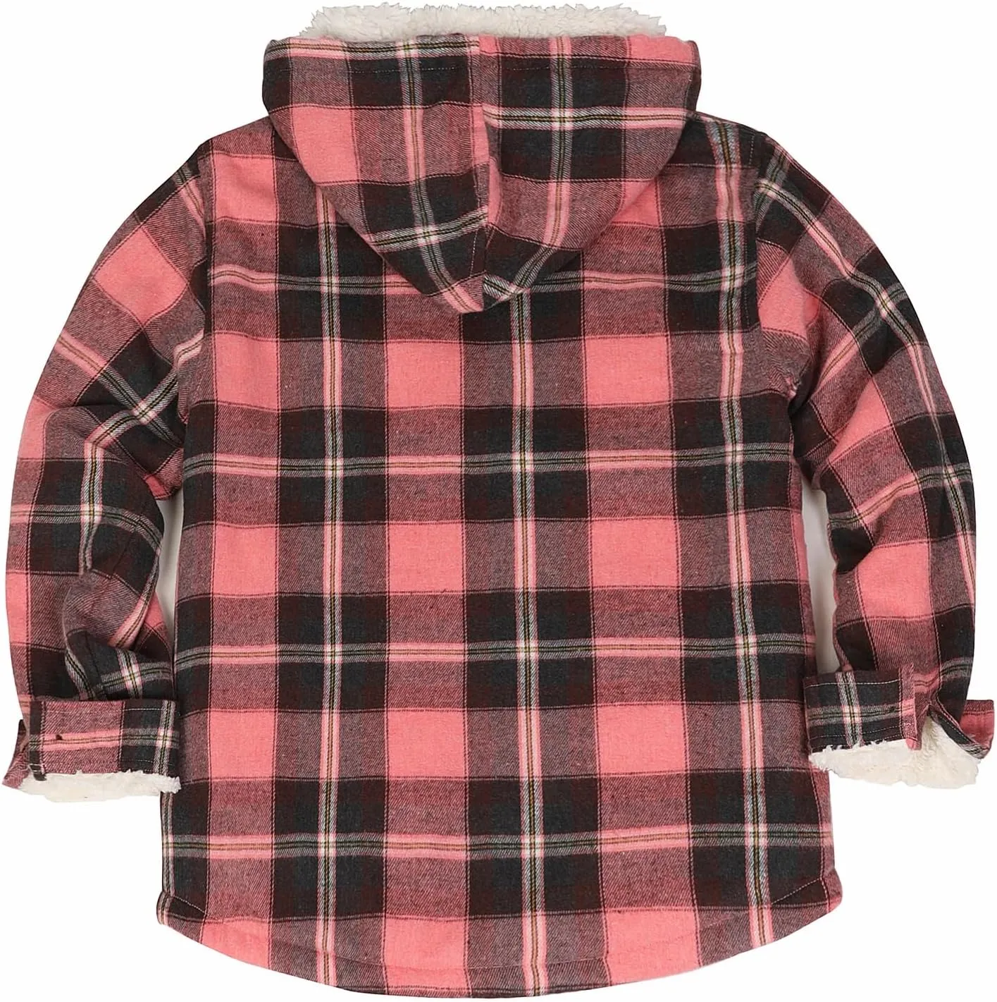 ThCreasa Girls Plaid Flannel Jacket Sherpa Fleece Lined Zip Up Winter Shirts with Hood