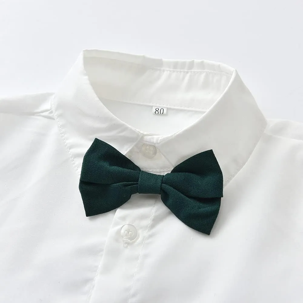 Toddler Boys Gentleman Outfits Long Sleeve White Bowtie Shirts Suspenders Pants Suits Tuxedos
