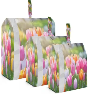 Tulips Flower Spring Packing Cubes for Suitcases 3 Set Compression Expandable Luggage Packing Organizers for Carry on Suitcase Travel Essentials Luggage Organizer Bags Set