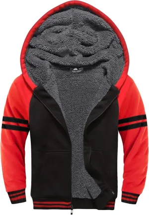 V VALANCH Boys Hoodie Zip Up Fleece Lined Jacket Warm Sherpa Hooded Sweatshirts for Boys Girls 6-15 Years
