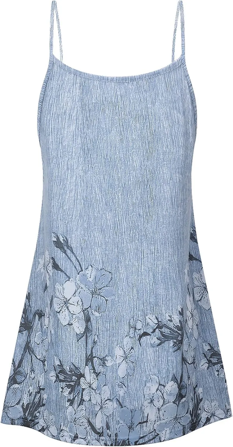 Viracy Women's Summer Button V Neck Pleated Spaghetti Strap Camisole Tank Tops (M-3XL)