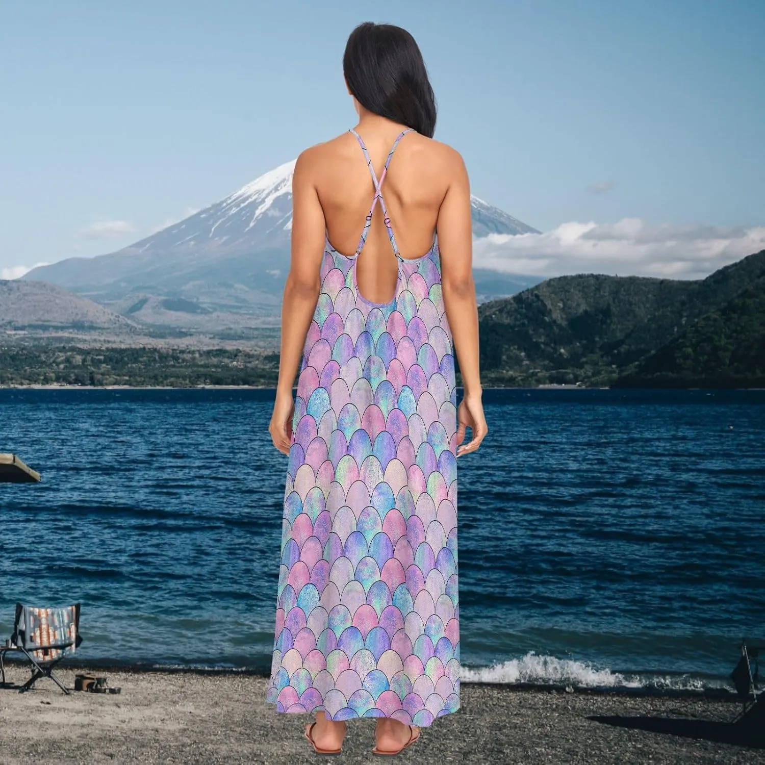 visesunny Plus Size Long Sundresses for Women 2024 Backless Beach Summer Dress Maxi Dress