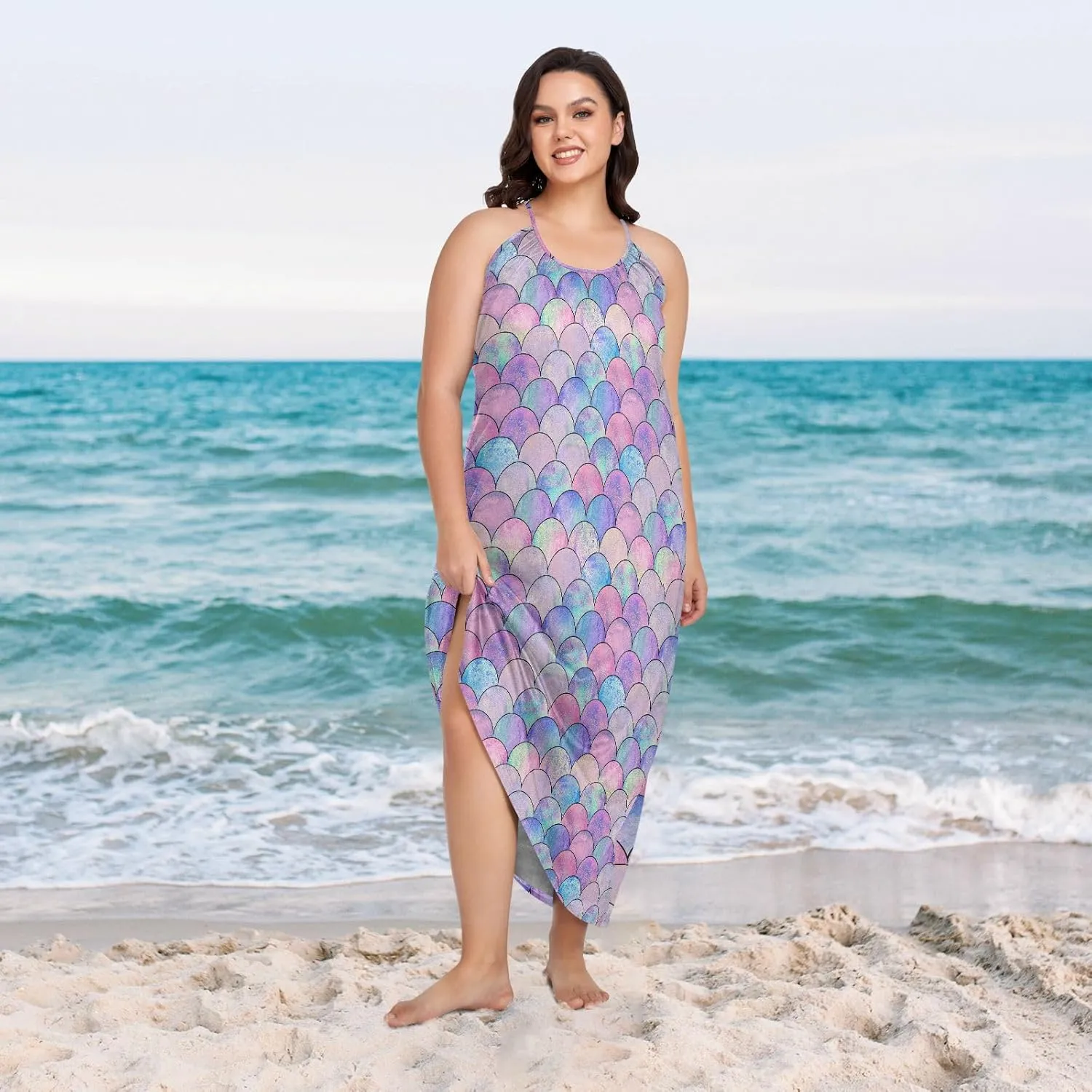 visesunny Plus Size Long Sundresses for Women 2024 Backless Beach Summer Dress Maxi Dress