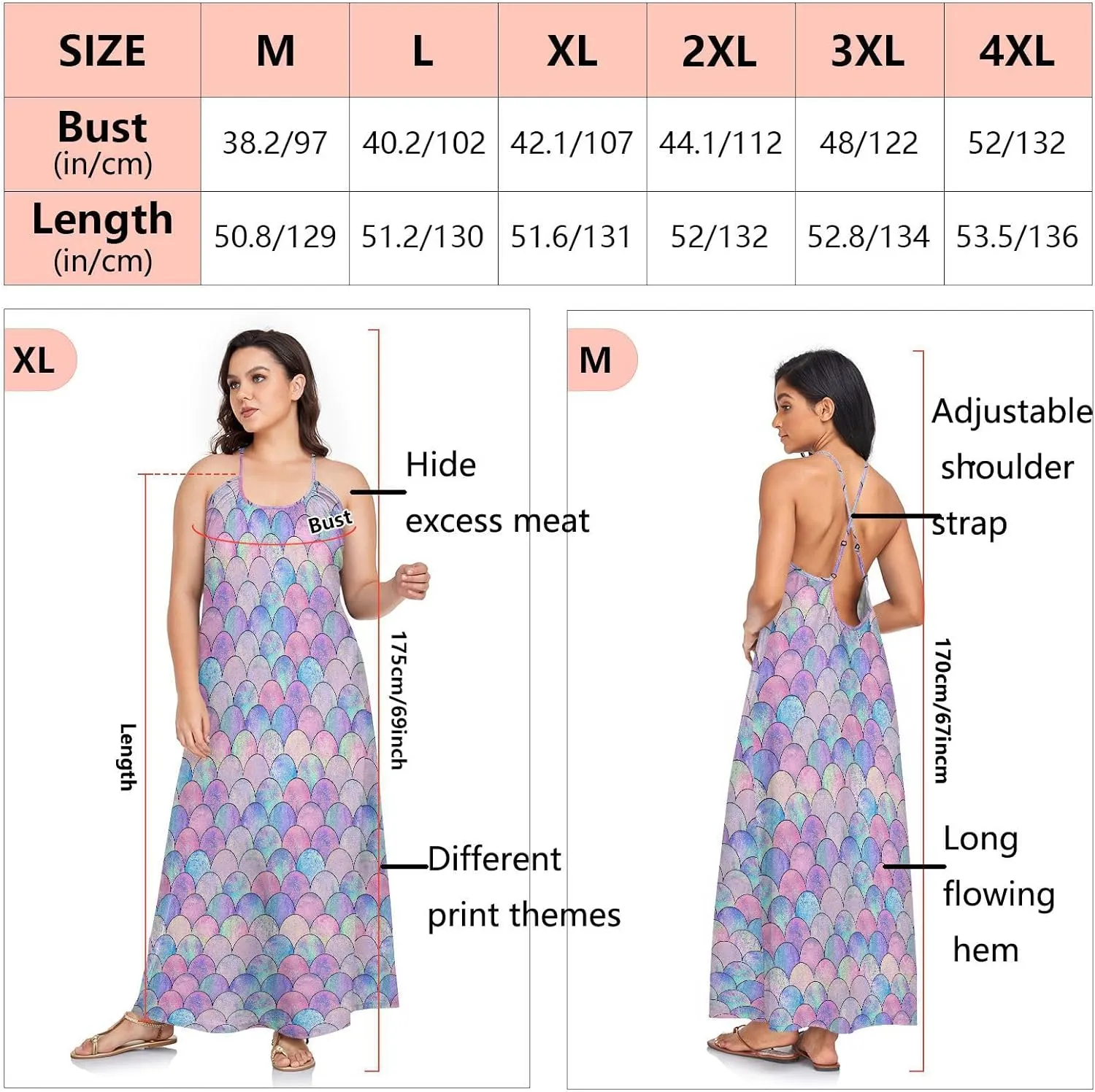 visesunny Plus Size Long Sundresses for Women 2024 Backless Beach Summer Dress Maxi Dress
