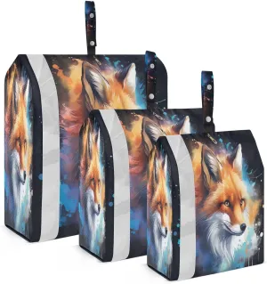 Watercolor Fox Black Packing Cubes for Suitcases 3 Set Compression Expandable Luggage Packing Organizers for Carry on Suitcase Travel Accessories Luggage Organizer Bags Set