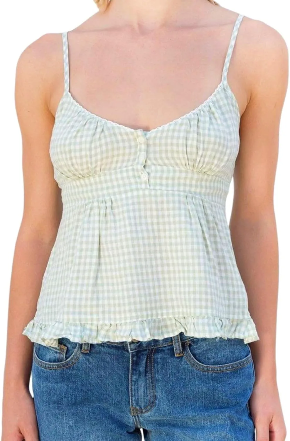 Women Vintage Peplum Tank Tops Spaghetti Straps Lace Trim Y2k Camisole Fairy Grunge Cami Shirts Aesthetic Clothes