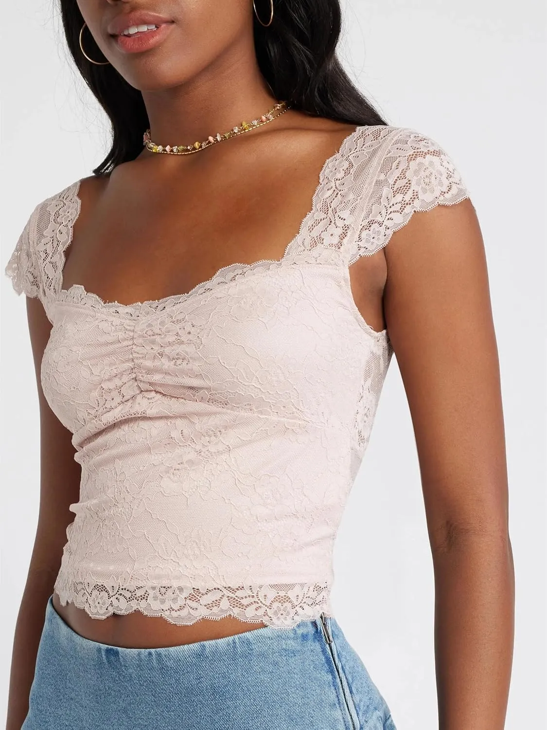 Women Y2k Lace Trim Tank Tops Cute Floral Lace LowCut Ruffle Going Out Camisole Summer Fairycore Coquette Streetwear