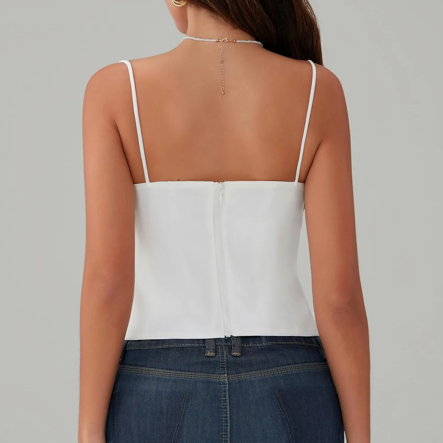 Women Y2k V Neck Camisole Tank Top Spaghetti Straps Lace Patchwork Summer Tops for Party Club